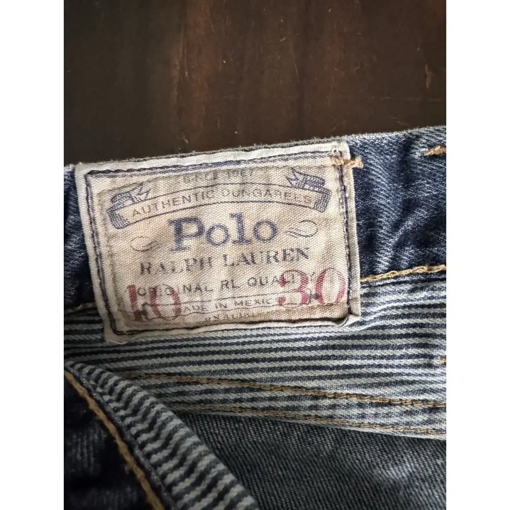 Vintage Polo Ralph Lauren Distressed Straight Leg Jeans Button Fly 40x30